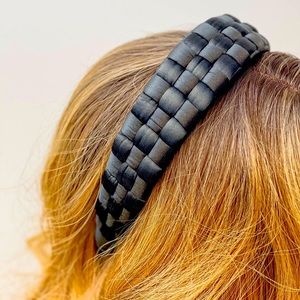 Black Satin Braided Headband